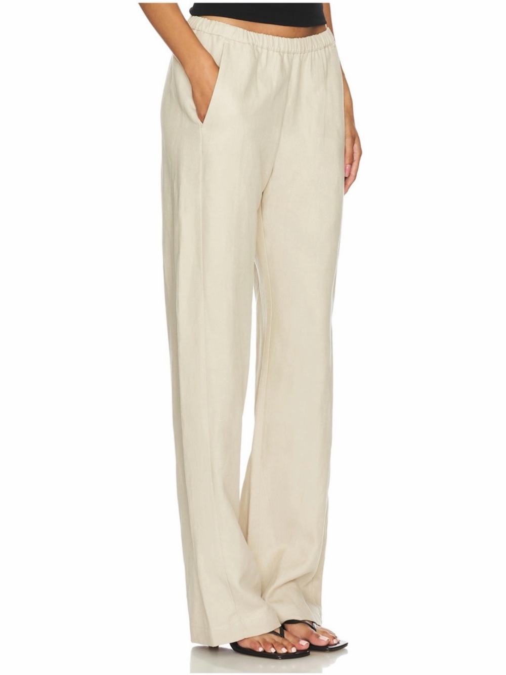 Enza Costa Twill Everywhere Pants in Vanilla Size 3/L Linen Blend Pull-On